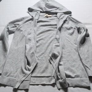 Loft Hooded Drape Open Cardigan Gray Size Small